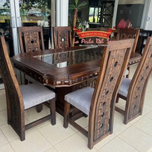 COMEDOR DE 6 SILLAS, MESA DE CUBO R. PETATIO "RAMON".