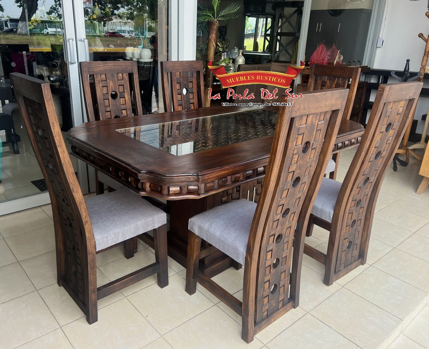 COMEDOR DE 6 SILLAS, MESA DE CUBO R. PETATIO "RAMON".