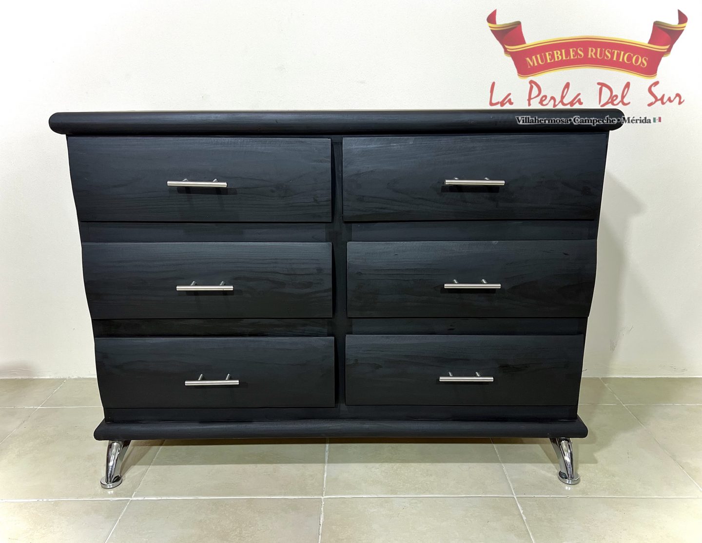 CAJONERA ACOSTADA DE 6 REFORZADA "ROBERTO". CON PATAS CROMADAS. - Imagen 5