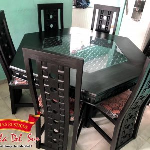 COMEDOR DE 6 SILLAS, MESA DE CUBO HEXAGONAL.