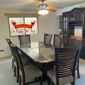 COMEDOR DE 8 SILLAS, MESA DE CUBO R.  "RAMON".