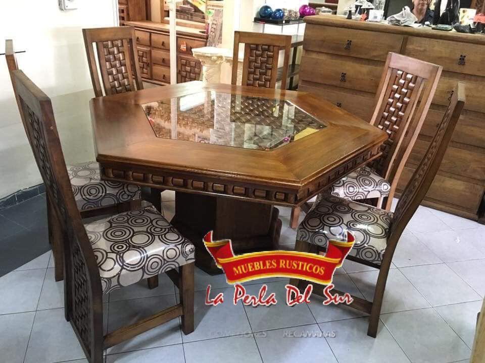 COMEDOR DE 6 SILLAS, MESA DE CUBO HEXAGONAL. - Imagen 3