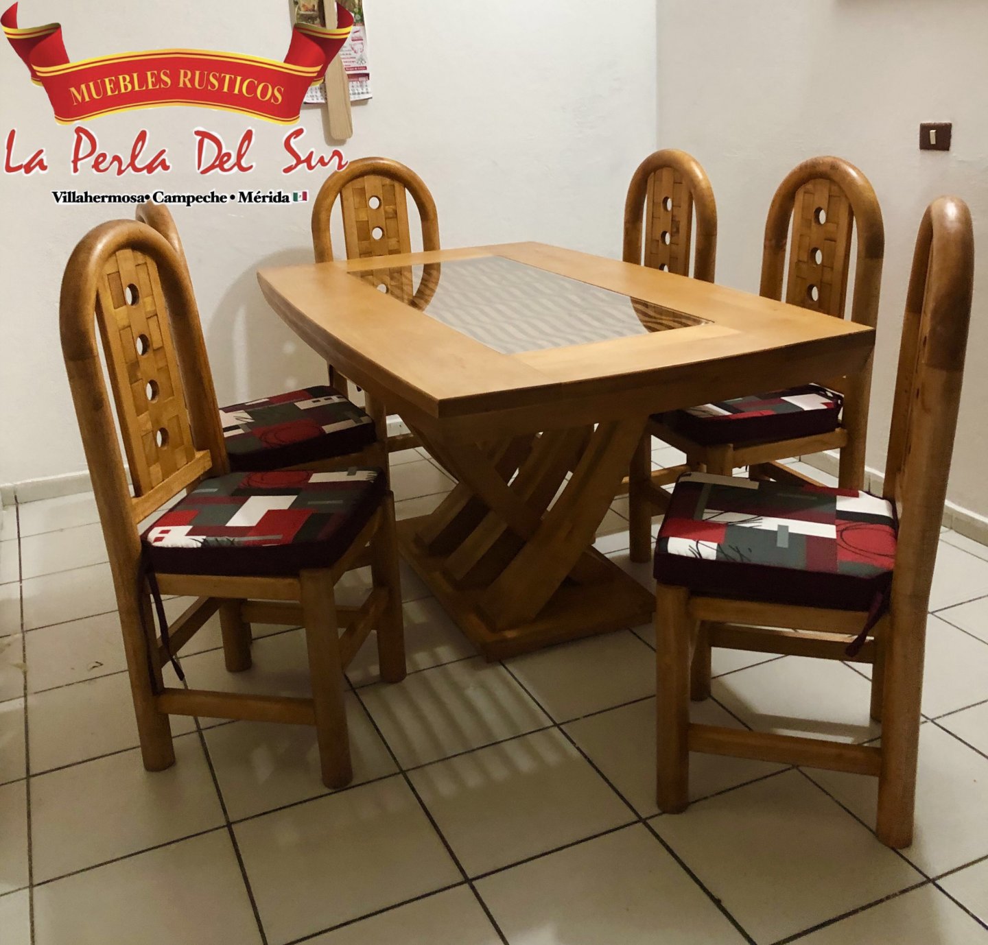 COMEDOR DE 6 SILLAS, MESA DE CUBO REFORZADA COSTILLA. - Imagen 3