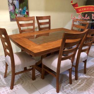 COMEDOR DE 6 SILLAS, MESA DE CUBO REFORZADA COSTILLA.