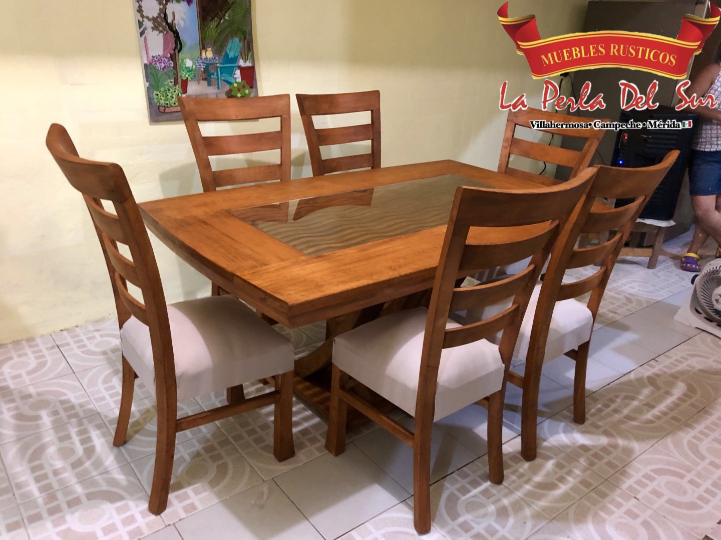 COMEDOR DE 6 SILLAS, MESA DE CUBO REFORZADA COSTILLA.