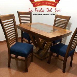 COMEDOR DE 4 SILLAS, MESA DE CUBO REFORZADA COSTILLA.