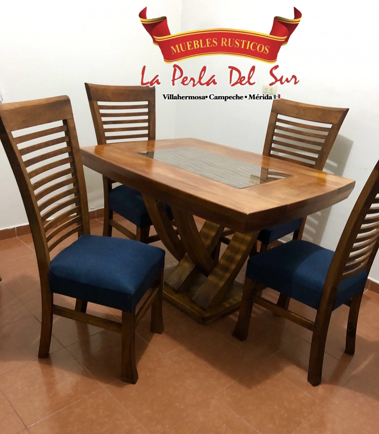 COMEDOR DE 4 SILLAS, MESA DE CUBO REFORZADA COSTILLA.