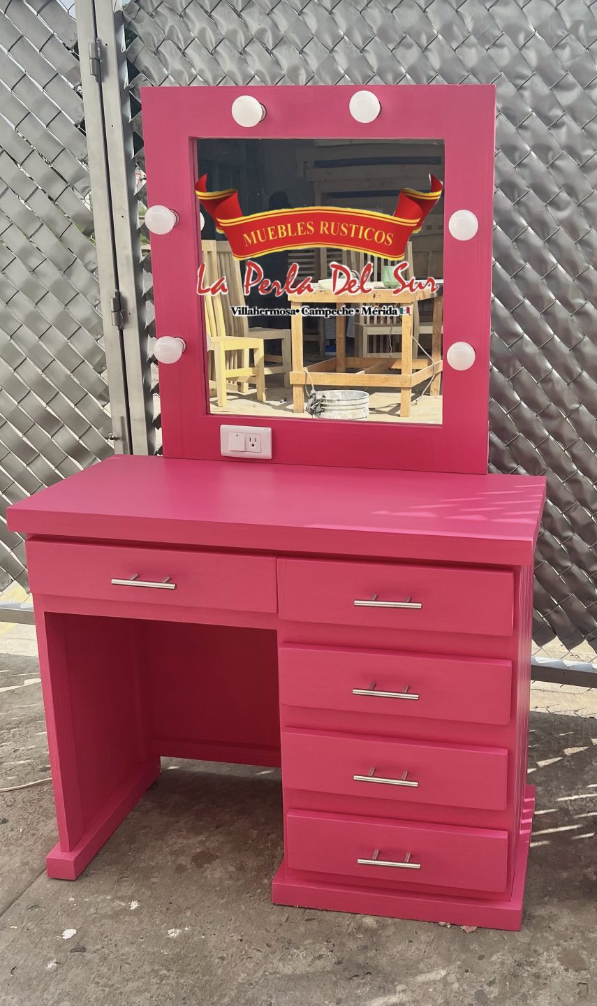 TOCADOR ESTILO HOLLYWOOD “MODELO 3” EN COLOR ROSA - Imagen 2