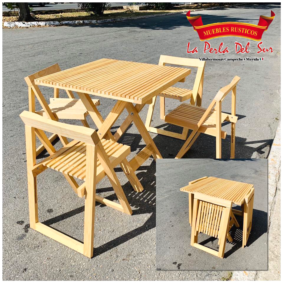 COMEDOR DE TERRAZA PLEGABLE 4 SILLAS