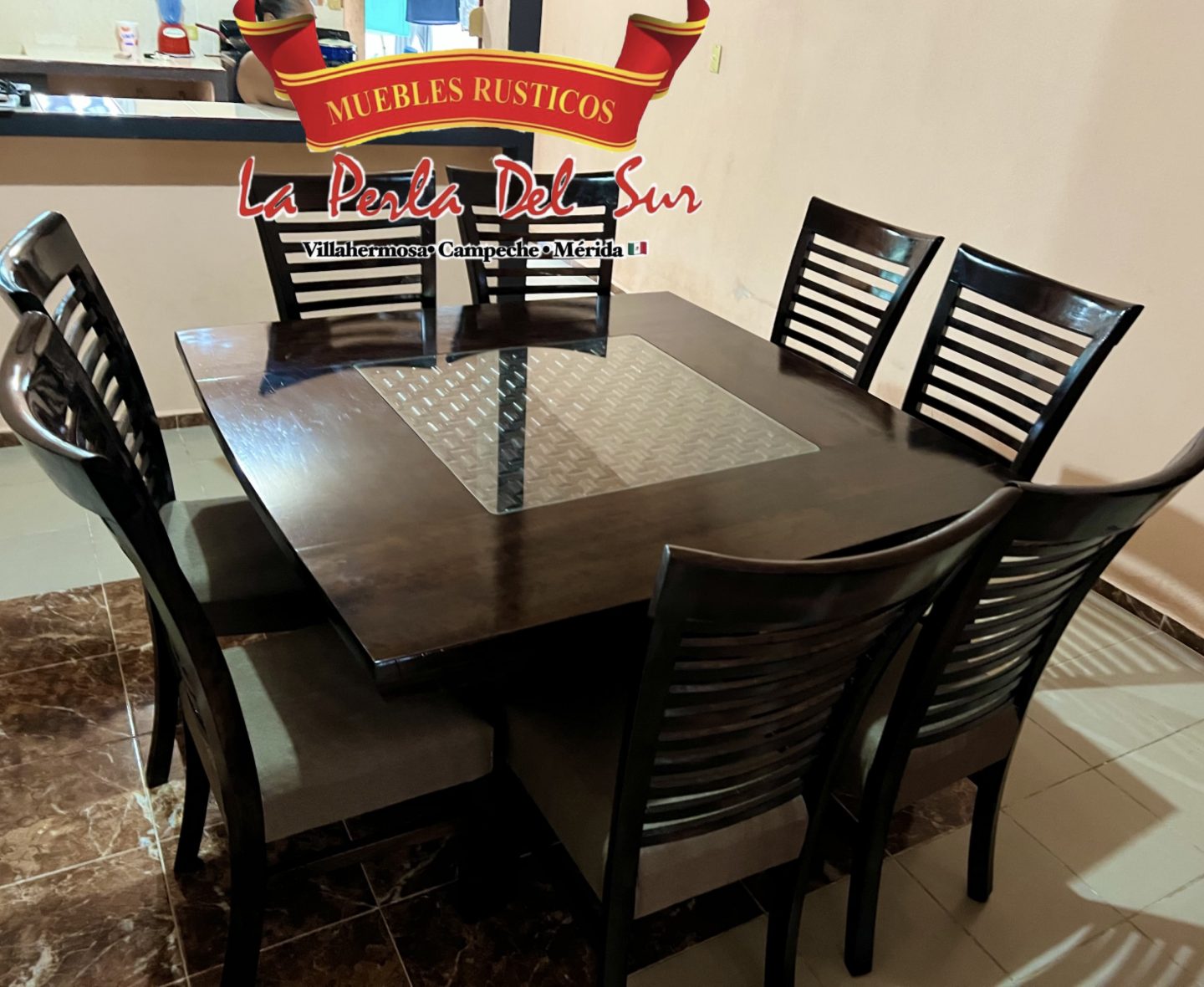COMEDOR DE 8 SILLAS, MESA DE CUBO R. BARNIZADO - Imagen 5