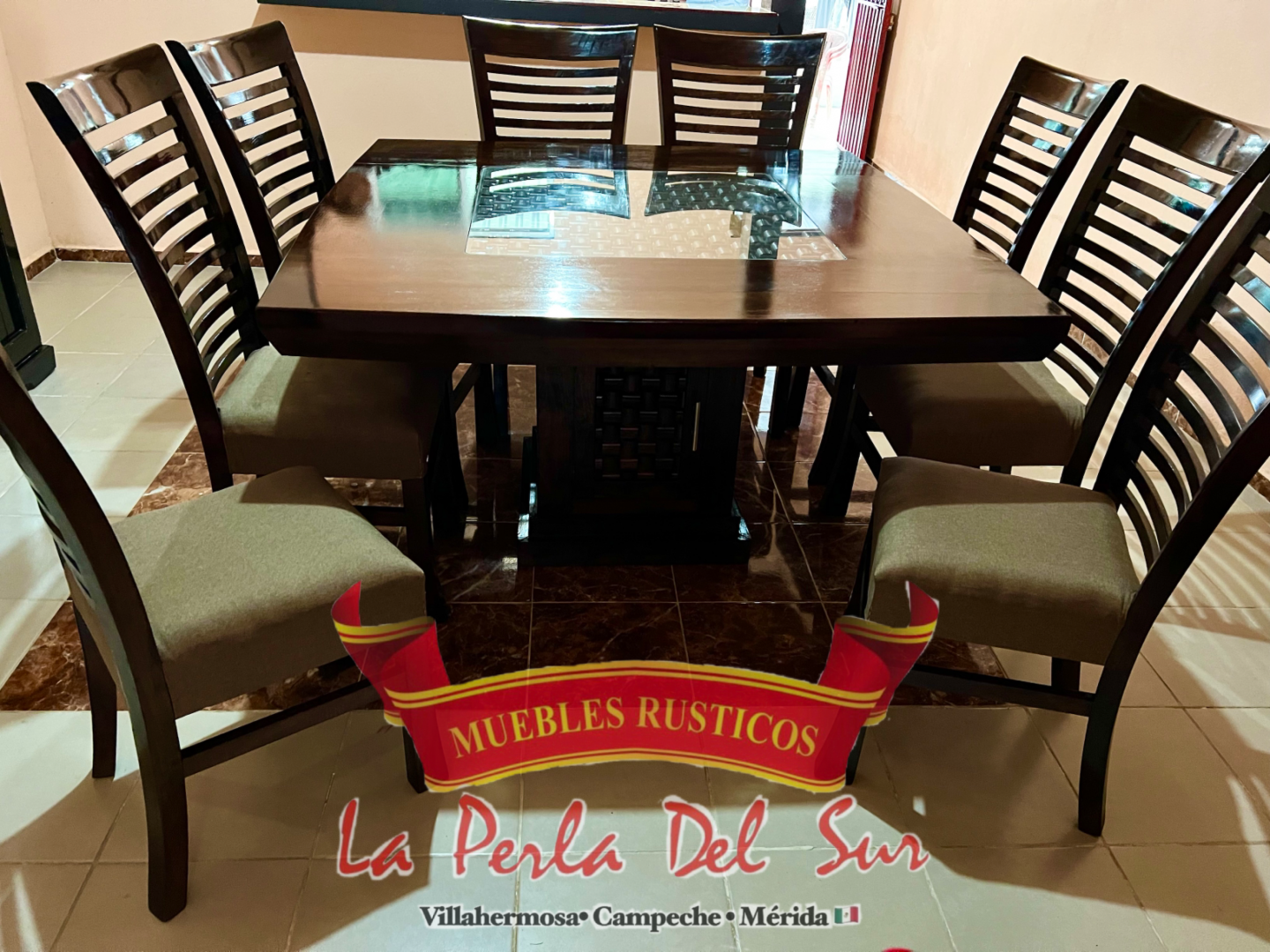 COMEDOR DE 8 SILLAS, MESA DE CUBO R. BARNIZADO - Imagen 4