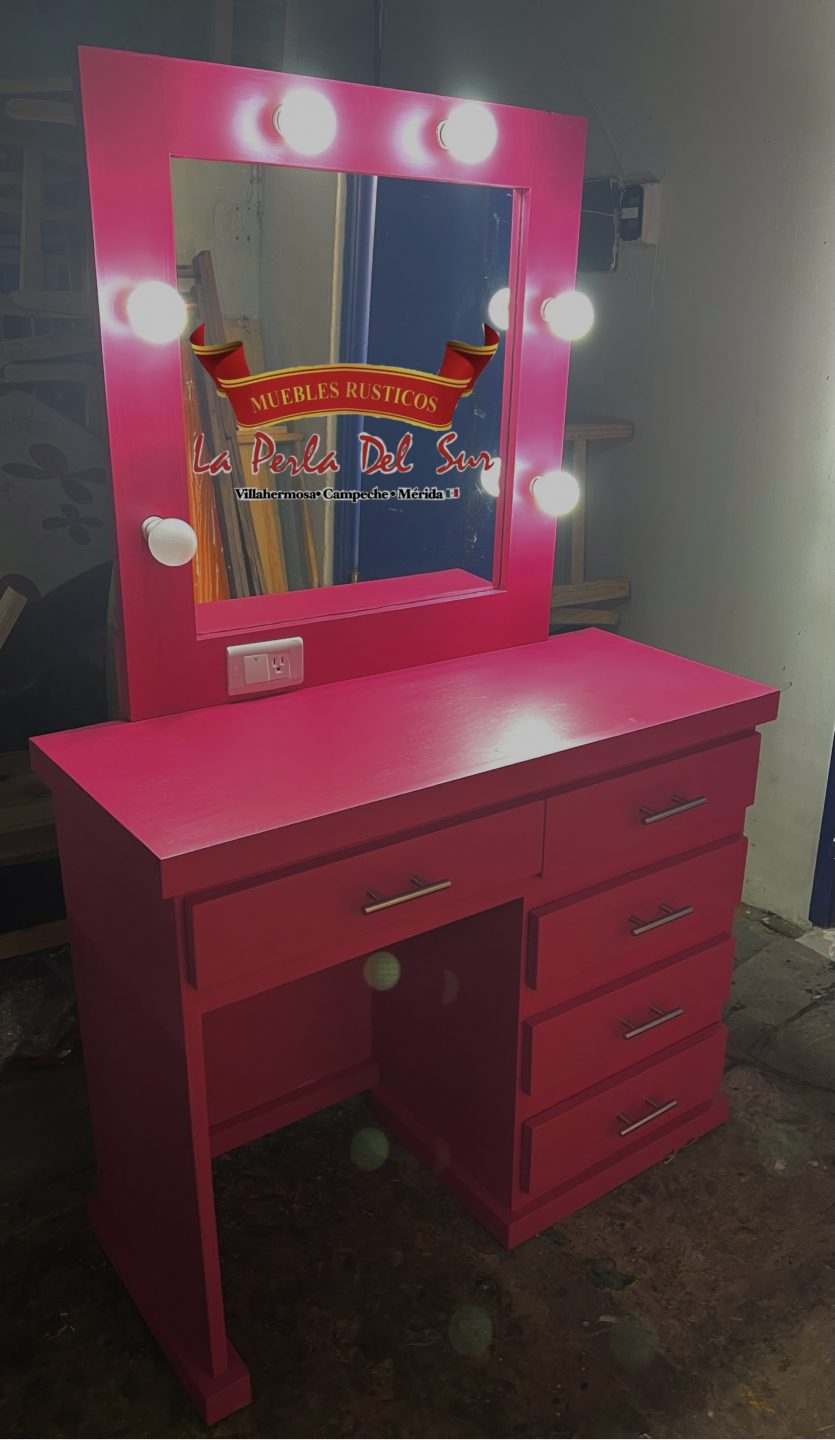 TOCADOR ESTILO HOLLYWOOD “MODELO 3” EN COLOR ROSA