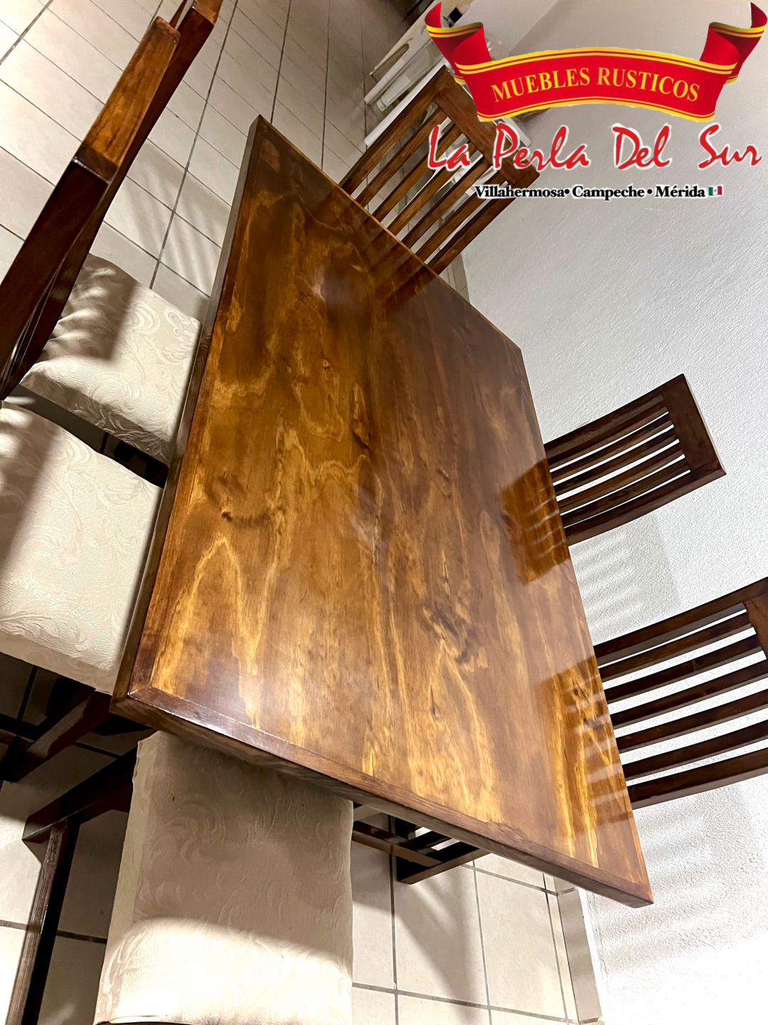 COMEDOR 6 SILLAS MODELO “CRUZETA” (BARNIZADO EN ALTO BRILLO) - Imagen 4
