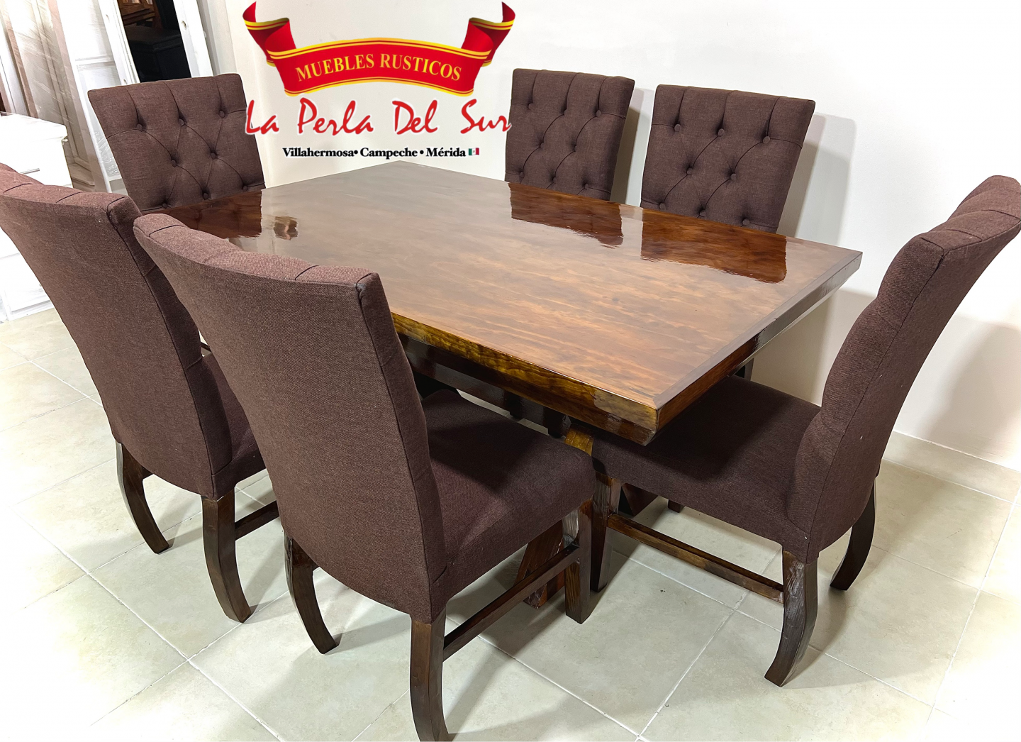 COMEDOR 6 SILLAS MODELO “CRUZETA C/CAPITONADO” - Imagen 2