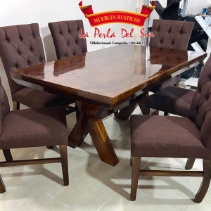 COMEDOR 6 SILLAS MODELO “CRUZETA C/CAPITONADO”