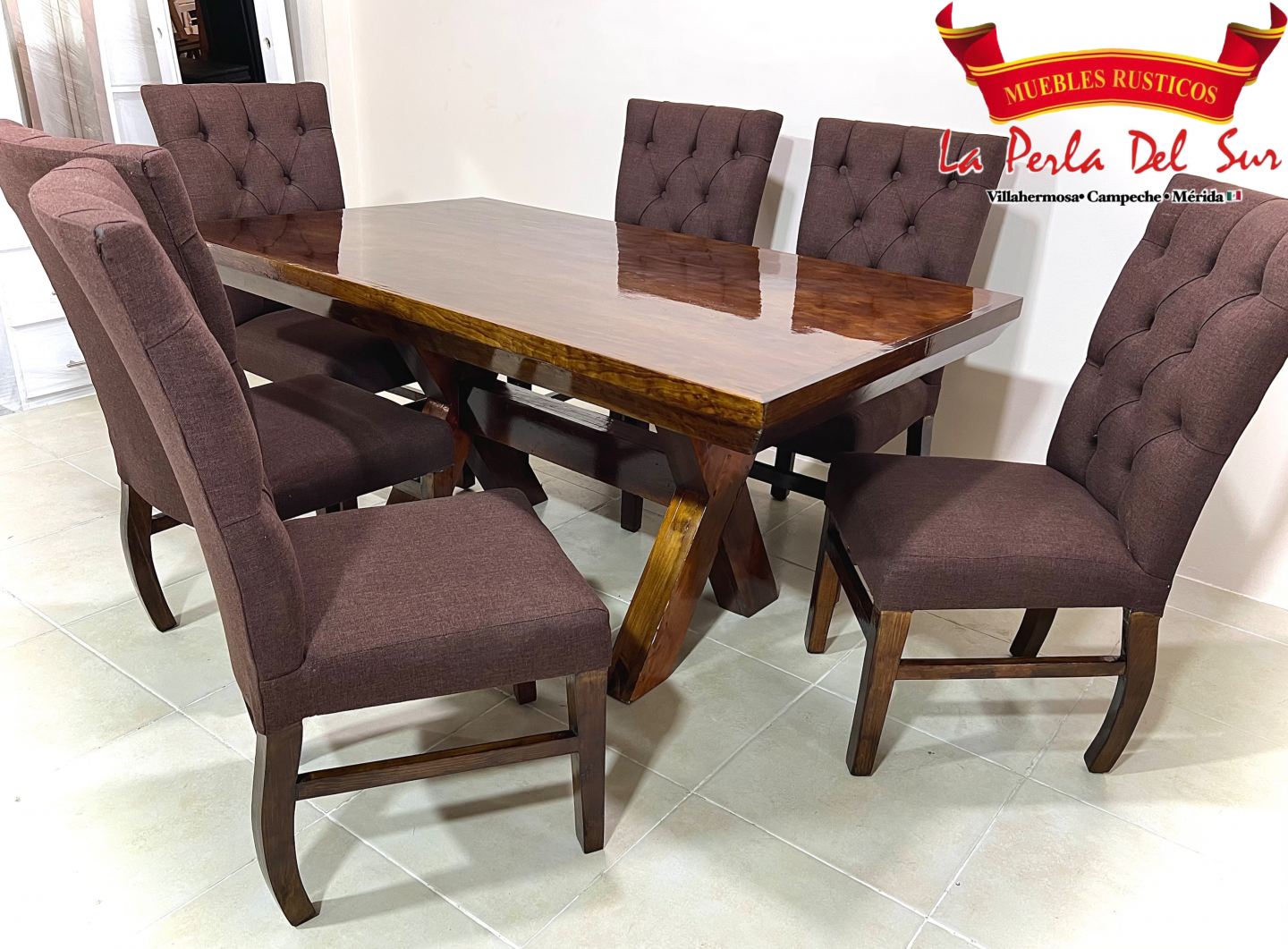 COMEDOR 6 SILLAS MODELO “CRUZETA C/CAPITONADO” - Imagen 6