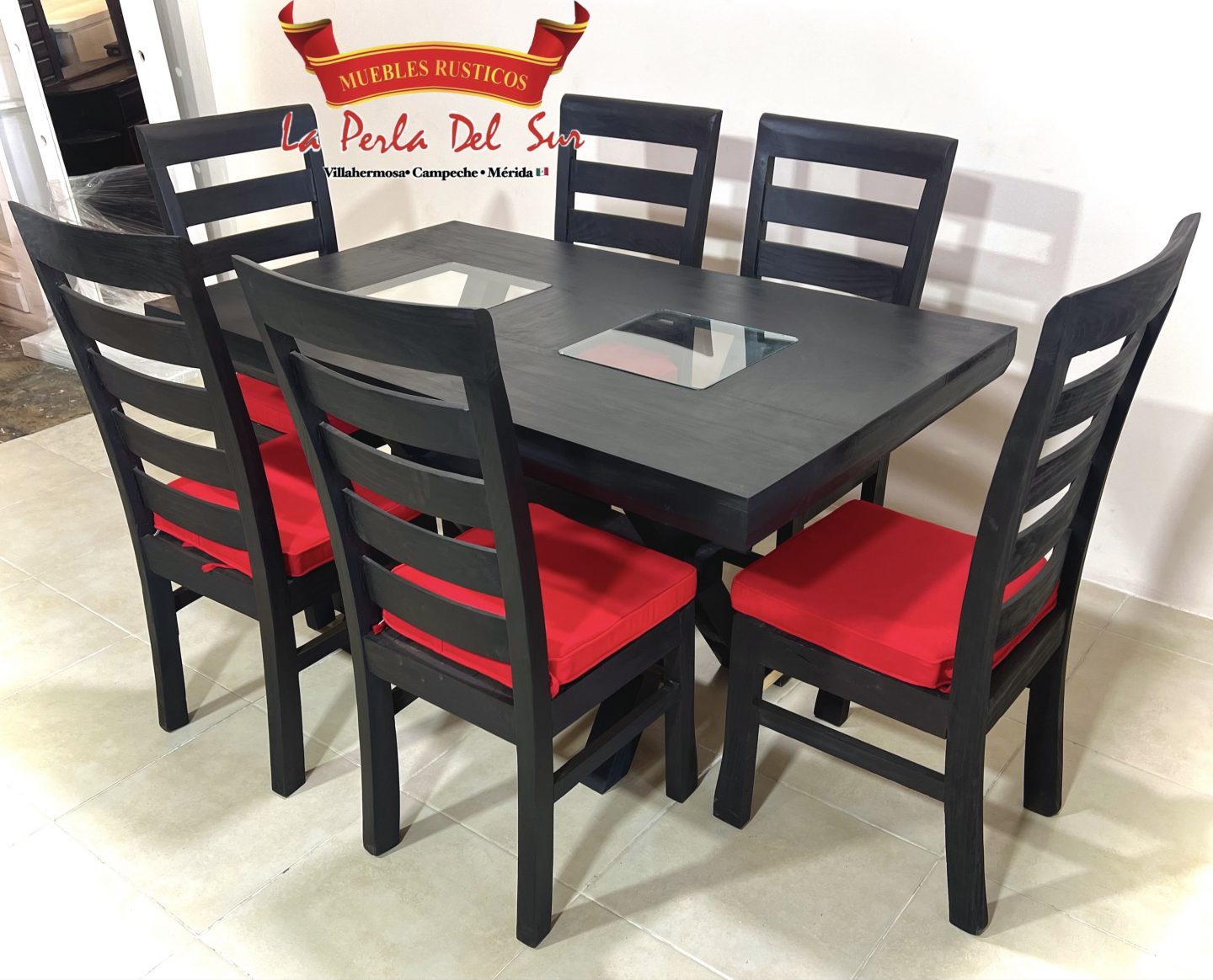 COMEDOR 6 SILLAS MODELO “CRUZETA SENCILLA”
