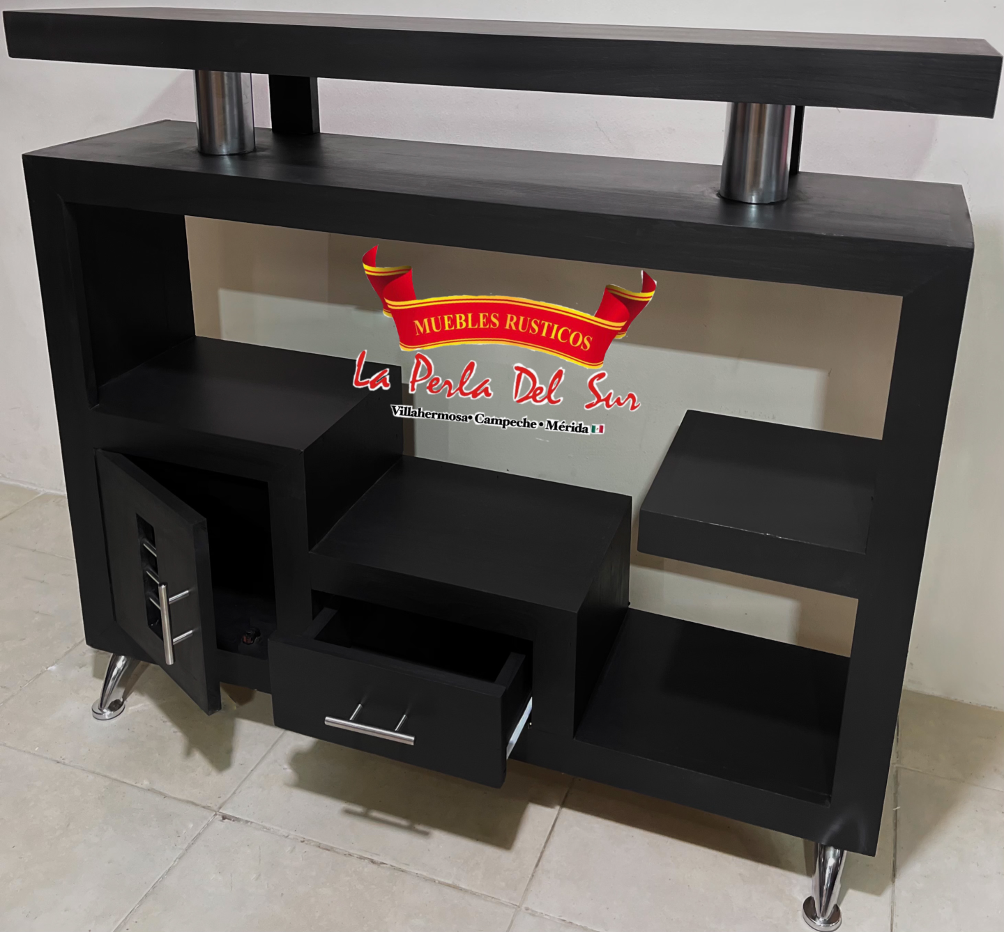 PORTA TV 1.20 PUERTA CAJÓN TUVOS CROMADOS - Imagen 2