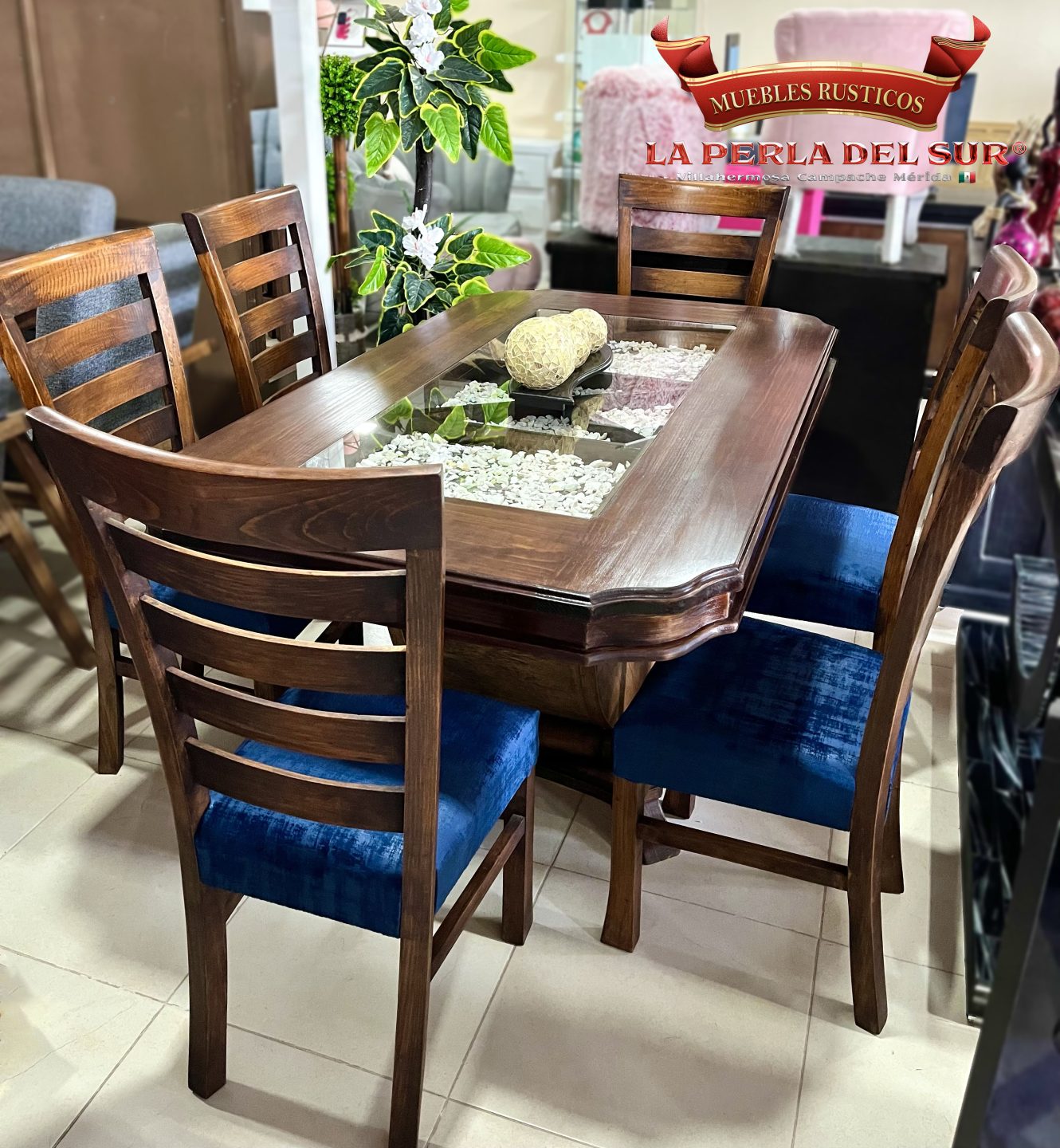 COMEDOR REFORZADO ARENERO 6 SILLAS “BASE DE COPA”